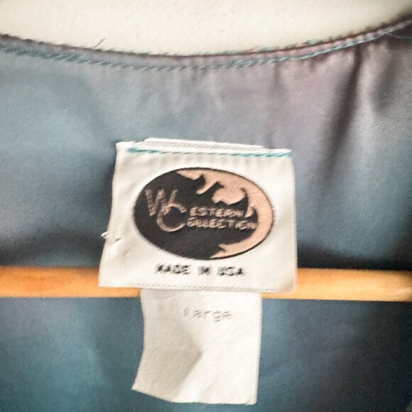 Vintage Western Collection Turquoise Teal Carpet Fabric Cropped Vest L - Picture 5 of 8